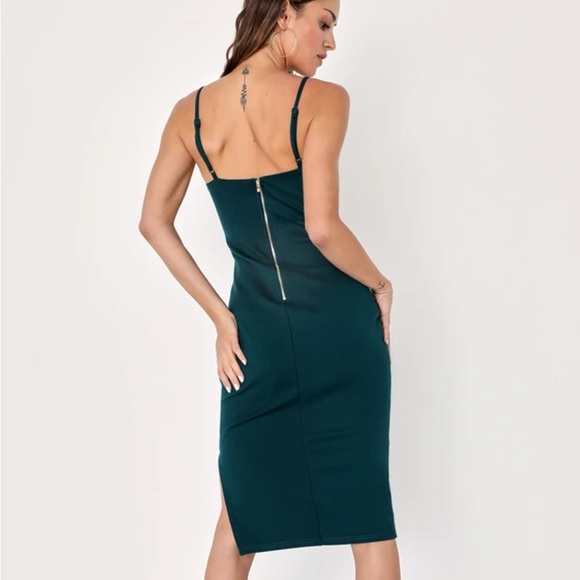 Lulus paulina forest green bodycon midi dress - Picture 4 of 6